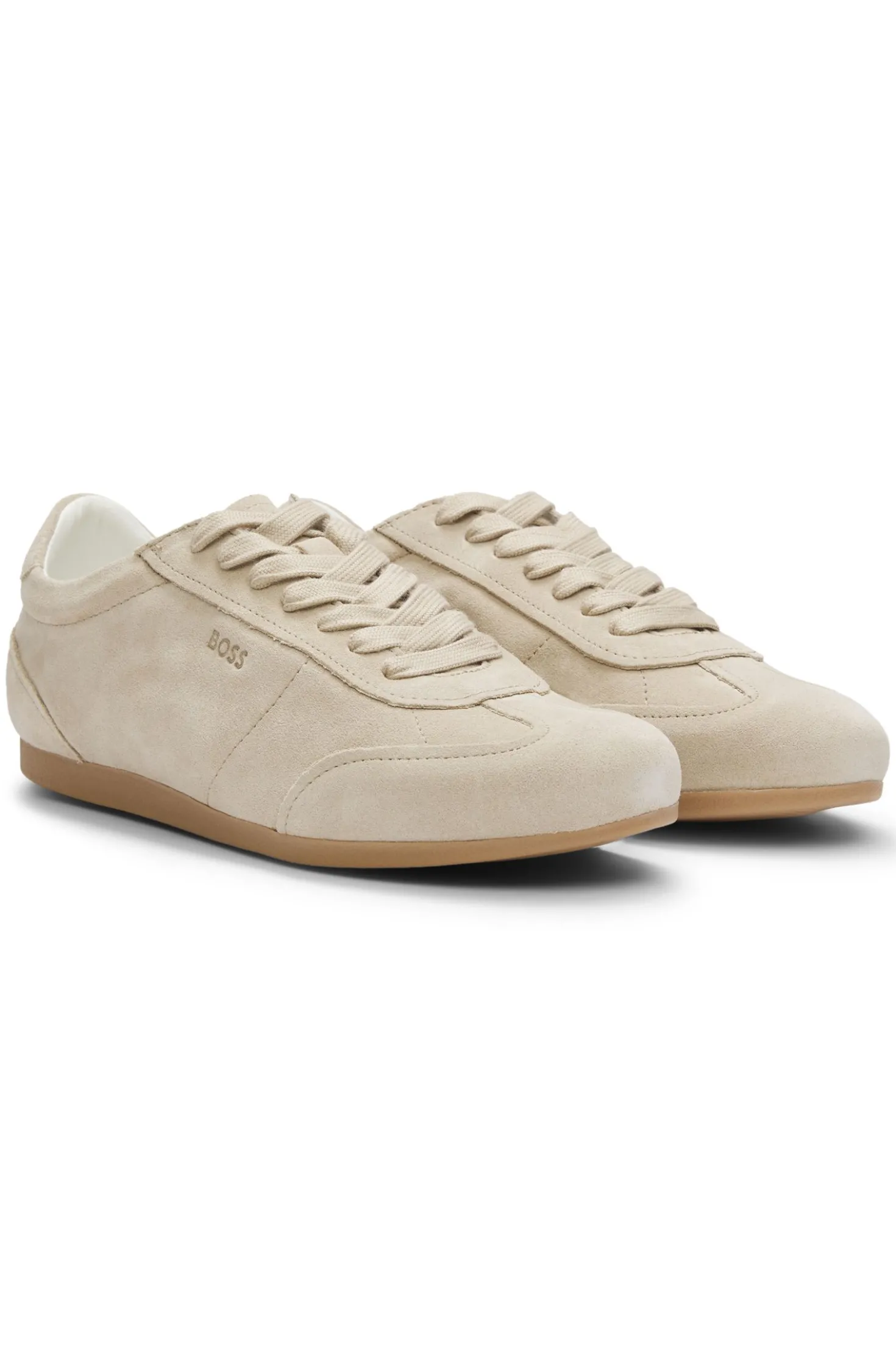 Suede trainers with logo details