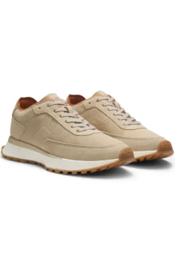 Suede trainers with perforations