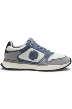 Suede-trim trainers with Double B monogram