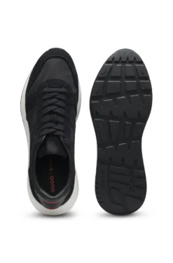 Suede-trim trainers with logo details