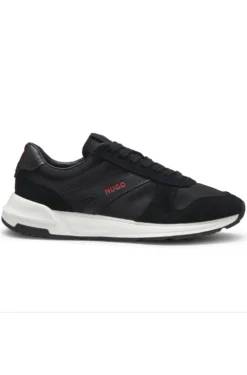 Suede-trim trainers with logo details