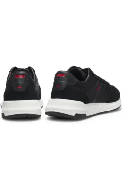 Suede-trim trainers with logo details