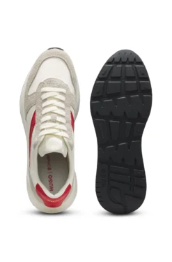 Suede-trim trainers with logo details