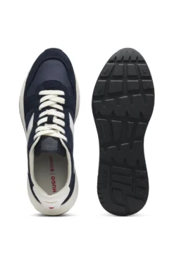 Suede-trim trainers with logo details