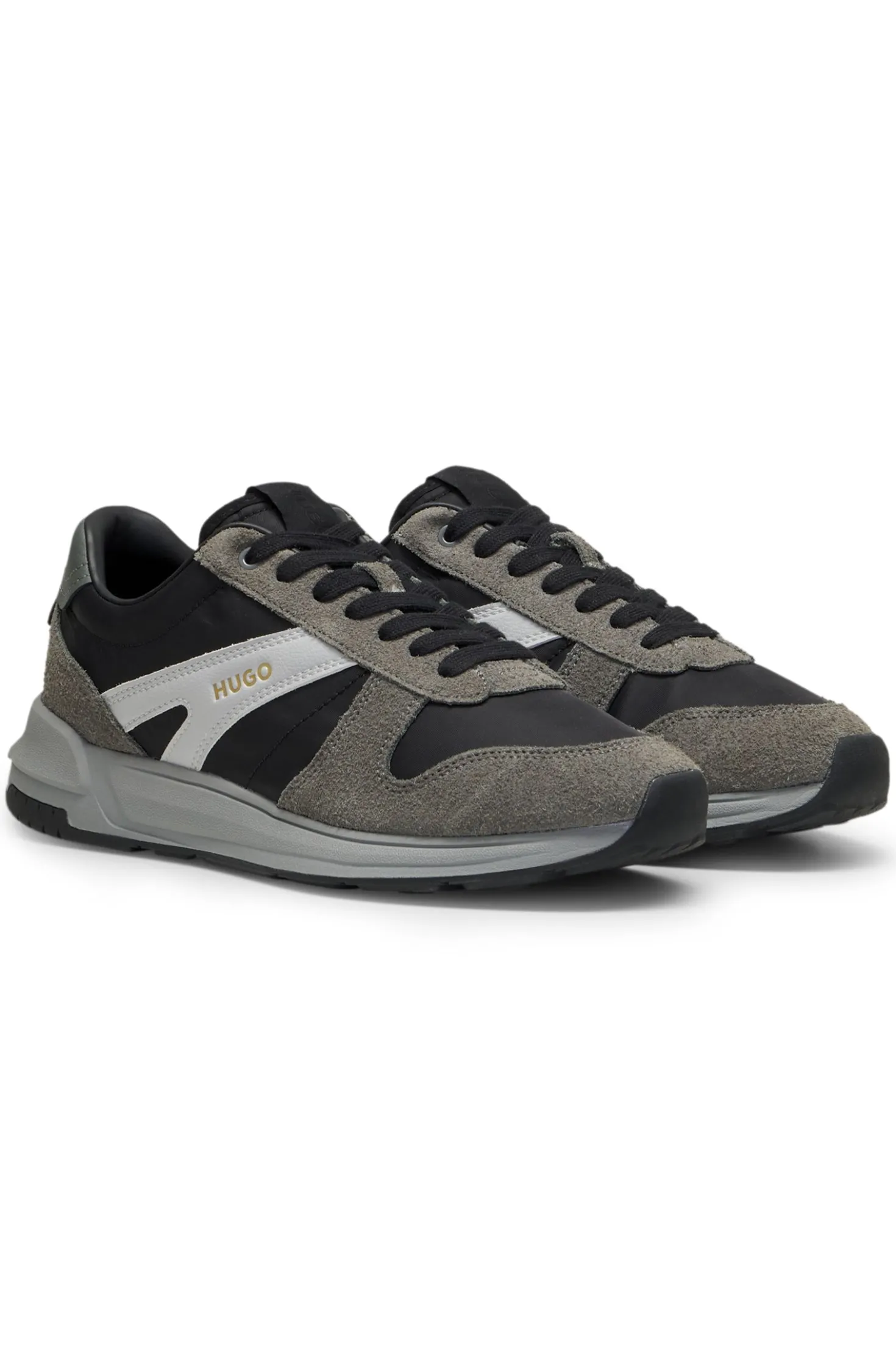 Suede-trim trainers with logo details