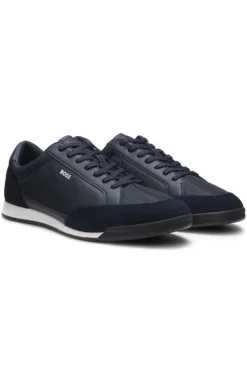 Suede-trim trainers with ribbed sole