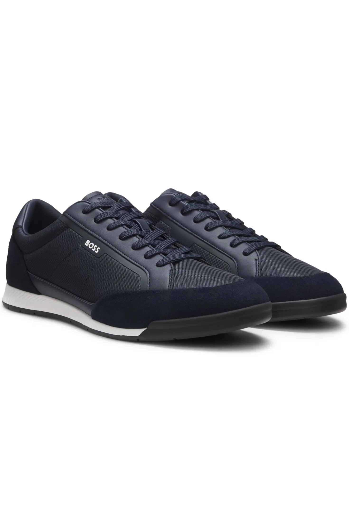 Suede-trim trainers with ribbed sole