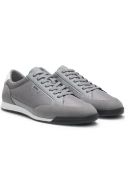 Suede-trim trainers with ribbed sole