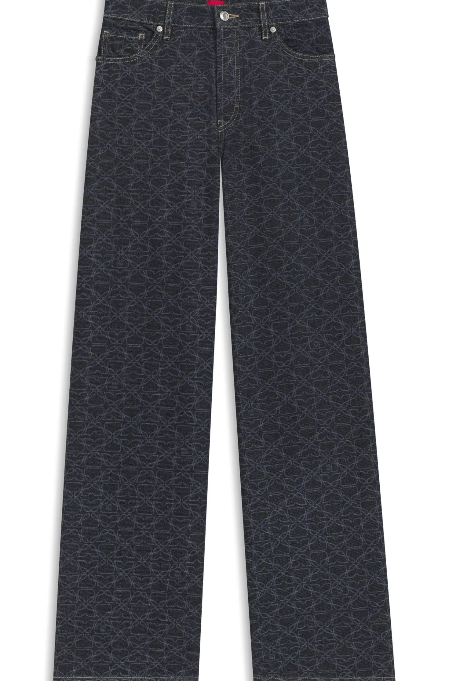 Super-wide-leg jeans in monogram laser-print denim