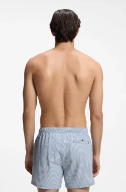 Swim shorts in seersucker fabric with embroidered logo