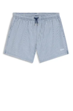 Swim shorts in seersucker fabric with embroidered logo