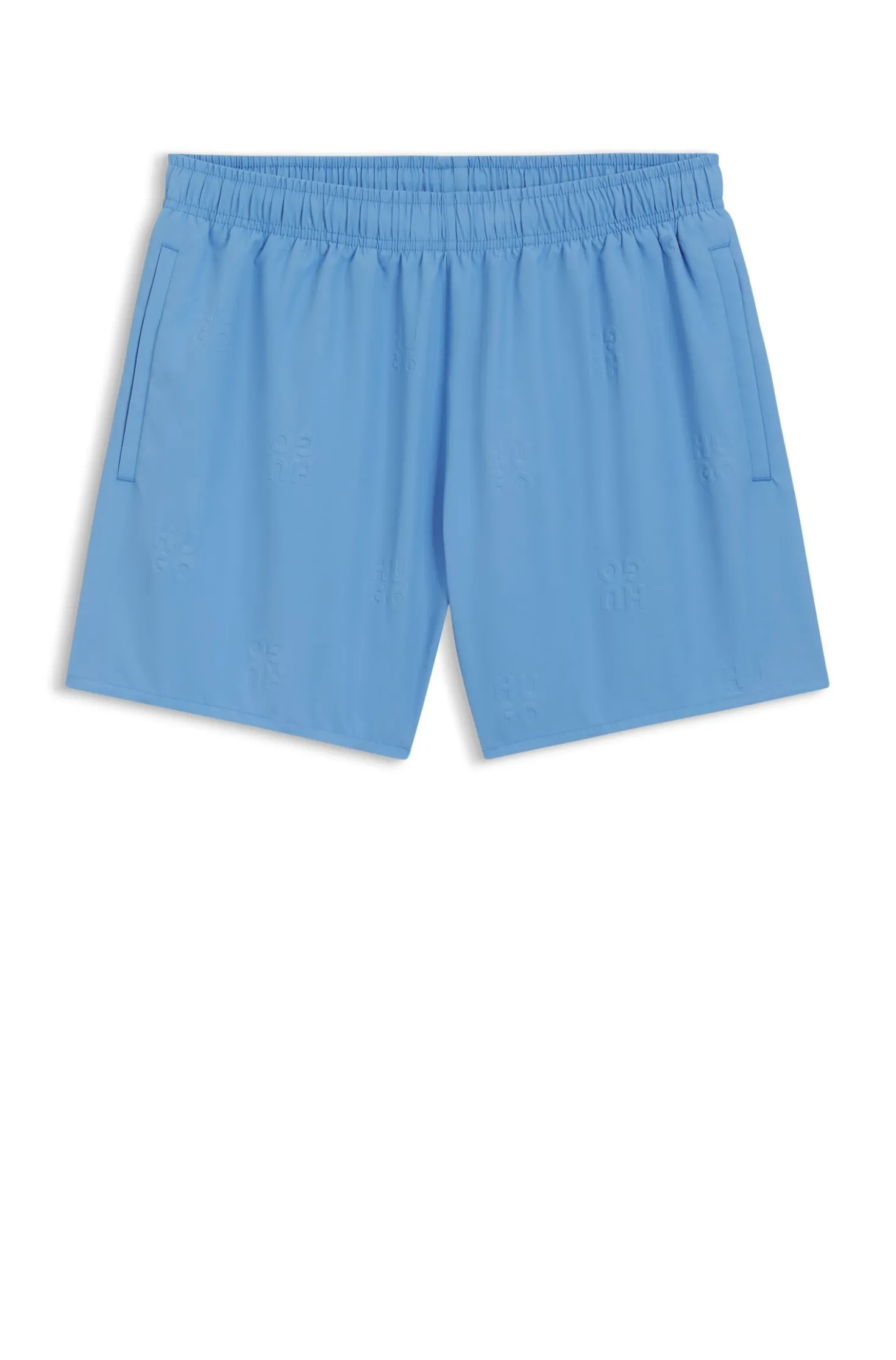 Swim shorts with all-over stacked logos