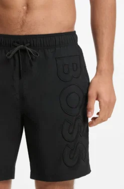 Swim shorts with 3D logo embroidery