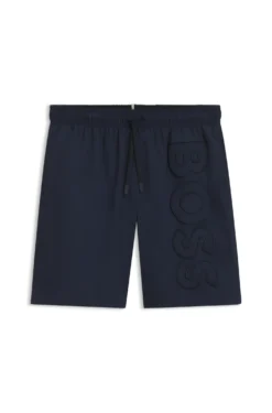 Swim shorts with 3D logo embroidery