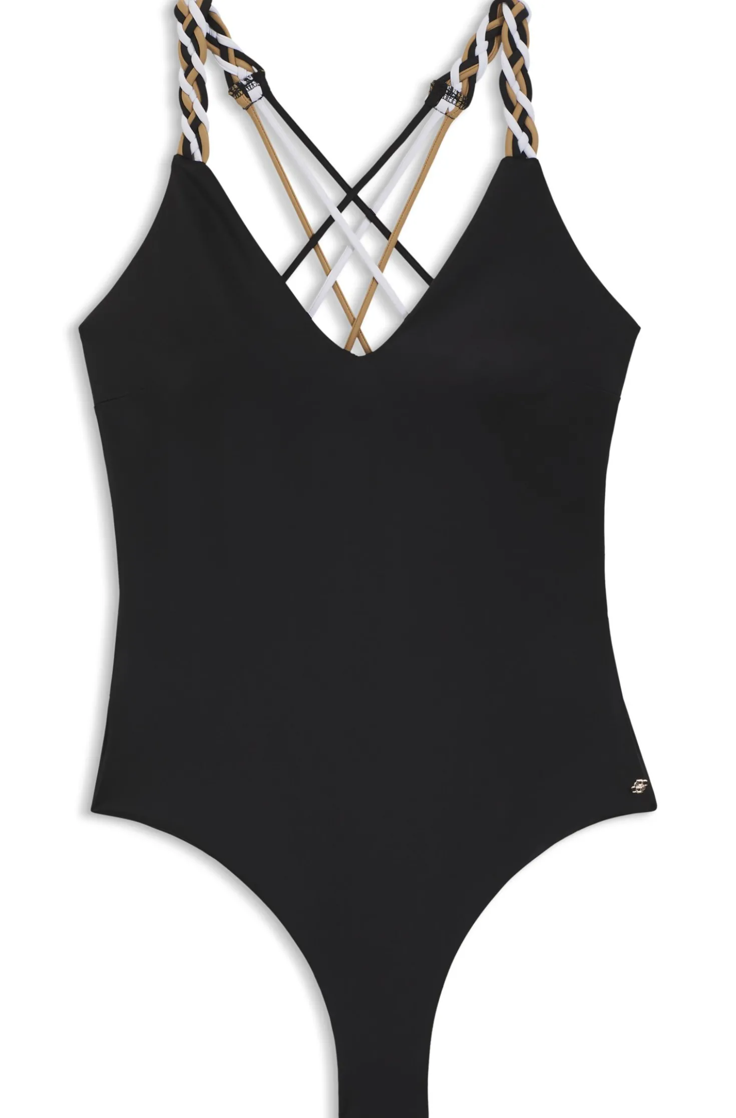 Swimsuit with signature-stripe braided straps