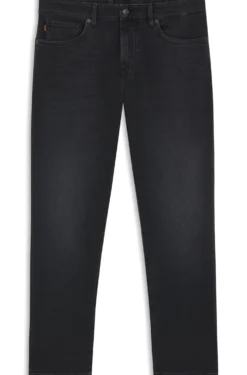 Tapered-fit jeans in black comfort-stretch denim