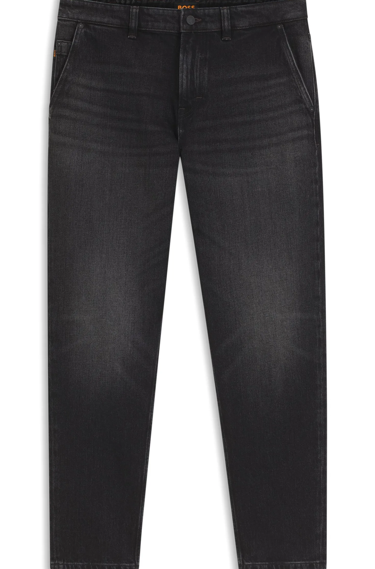 Tapered-fit jeans in black comfort-stretch denim