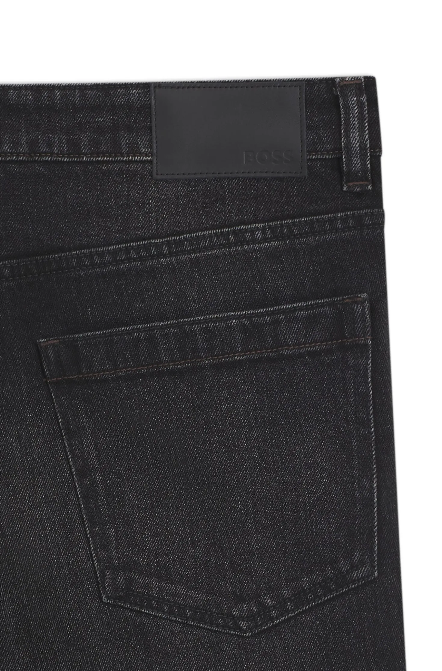Tapered-fit jeans in black comfort-stretch denim