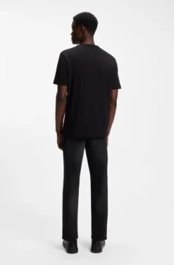 Tapered-fit jeans in black stretch denim