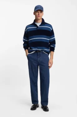 Tapered-fit jeans in blue rigid denim