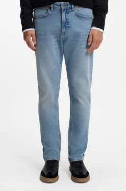 Tapered-fit jeans in blue super-stretch denim
