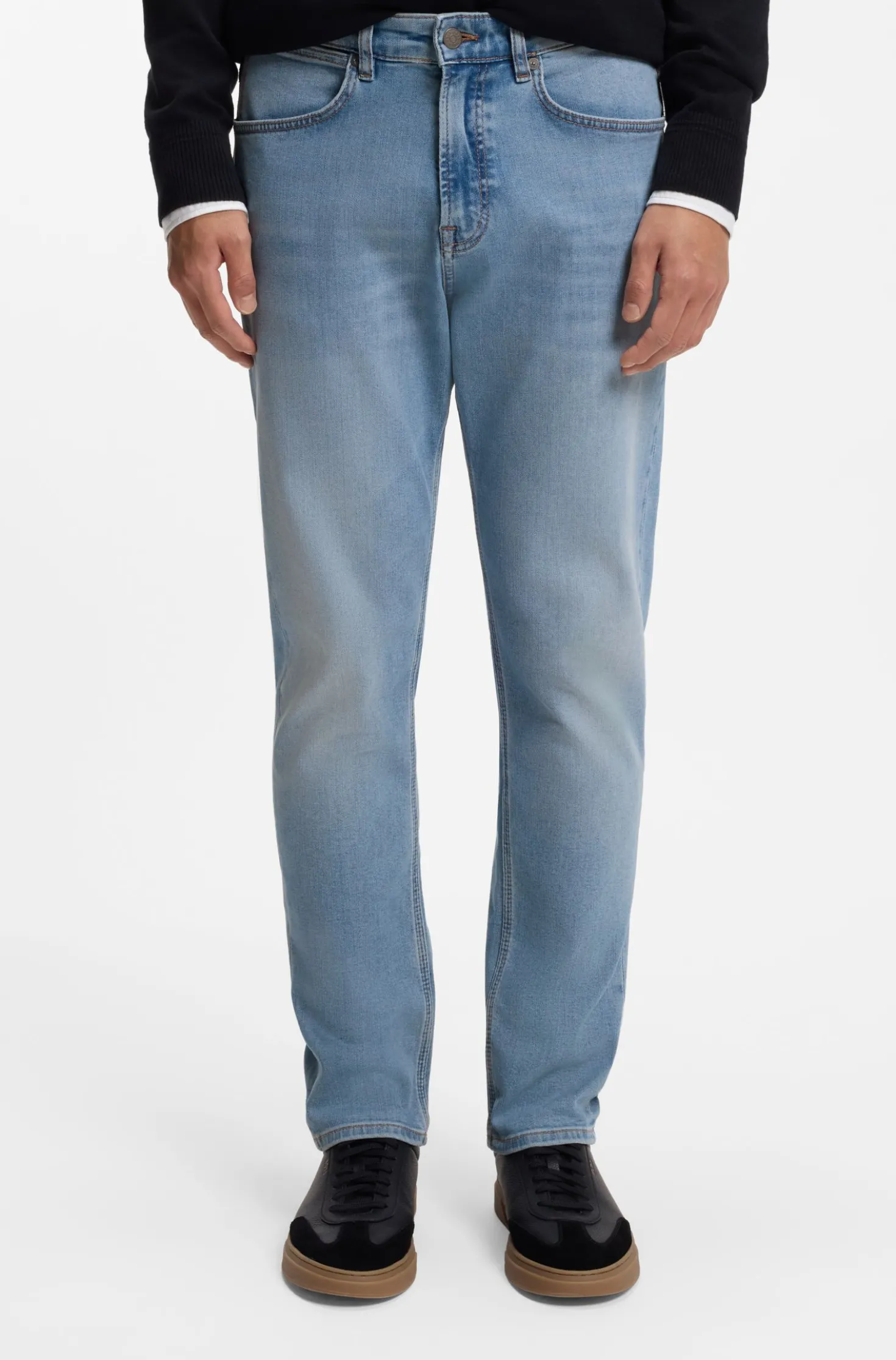 Tapered-fit jeans in blue super-stretch denim