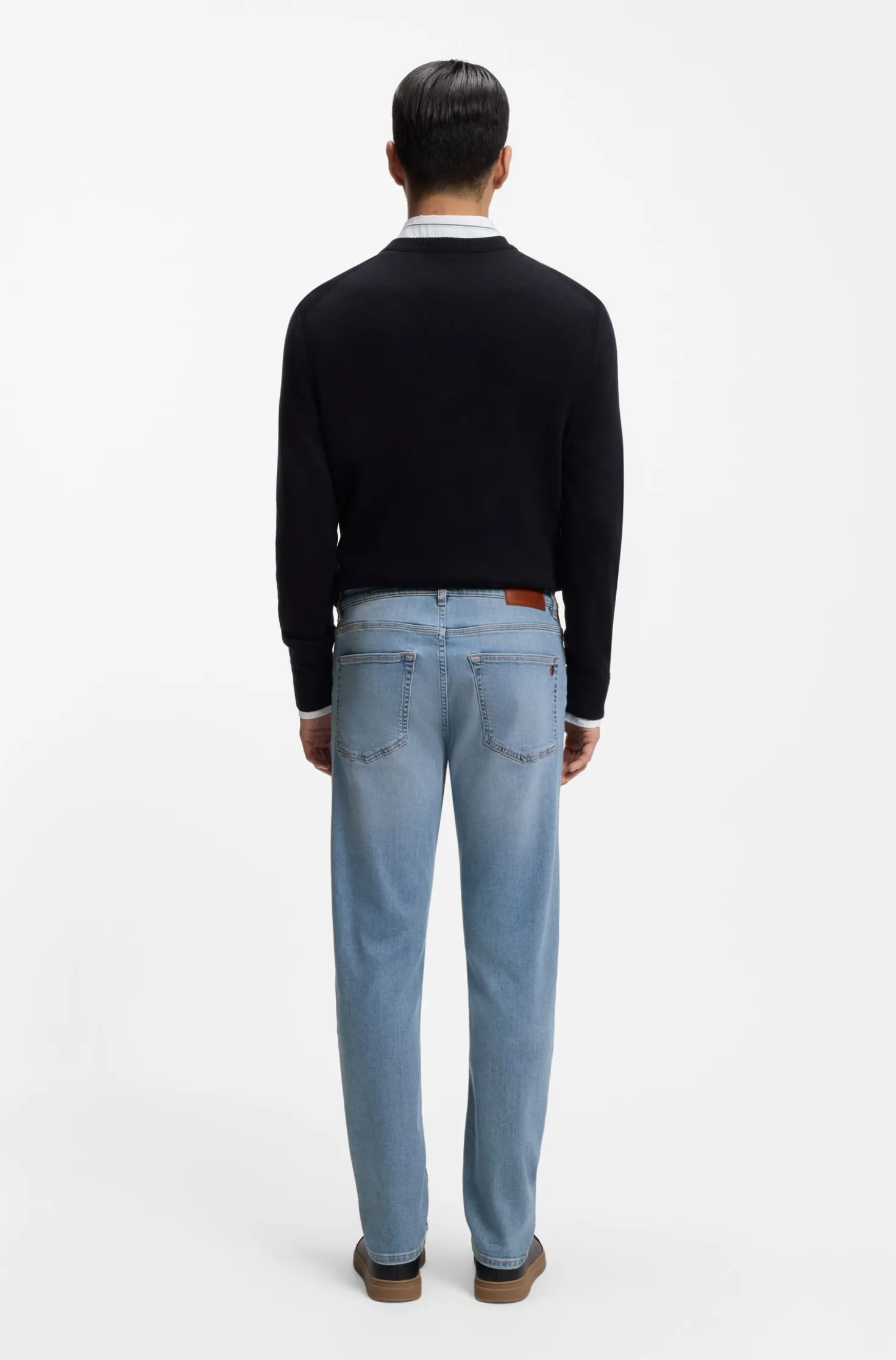 Tapered-fit jeans in blue super-stretch denim