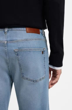 Tapered-fit jeans in blue super-stretch denim