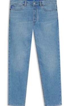 Tapered-fit jeans in bright-blue stretch denim