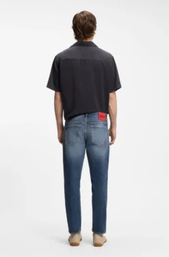 Tapered-fit jeans in dark-blue stretch cotton