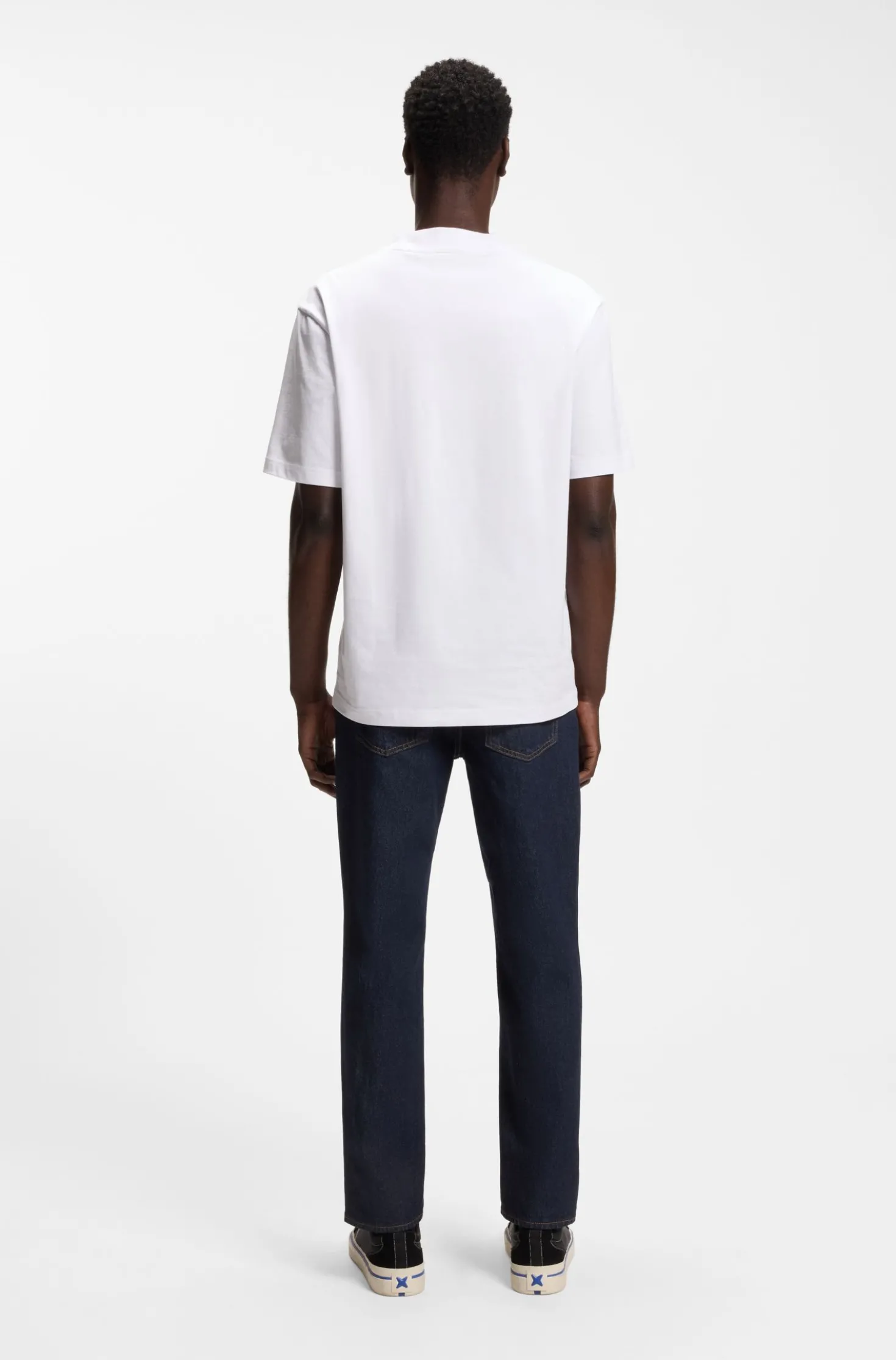 Tapered-fit jeans in dark-blue stretch denim