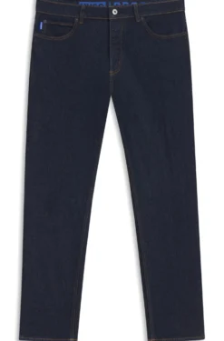 Tapered-fit jeans in dark-blue stretch denim