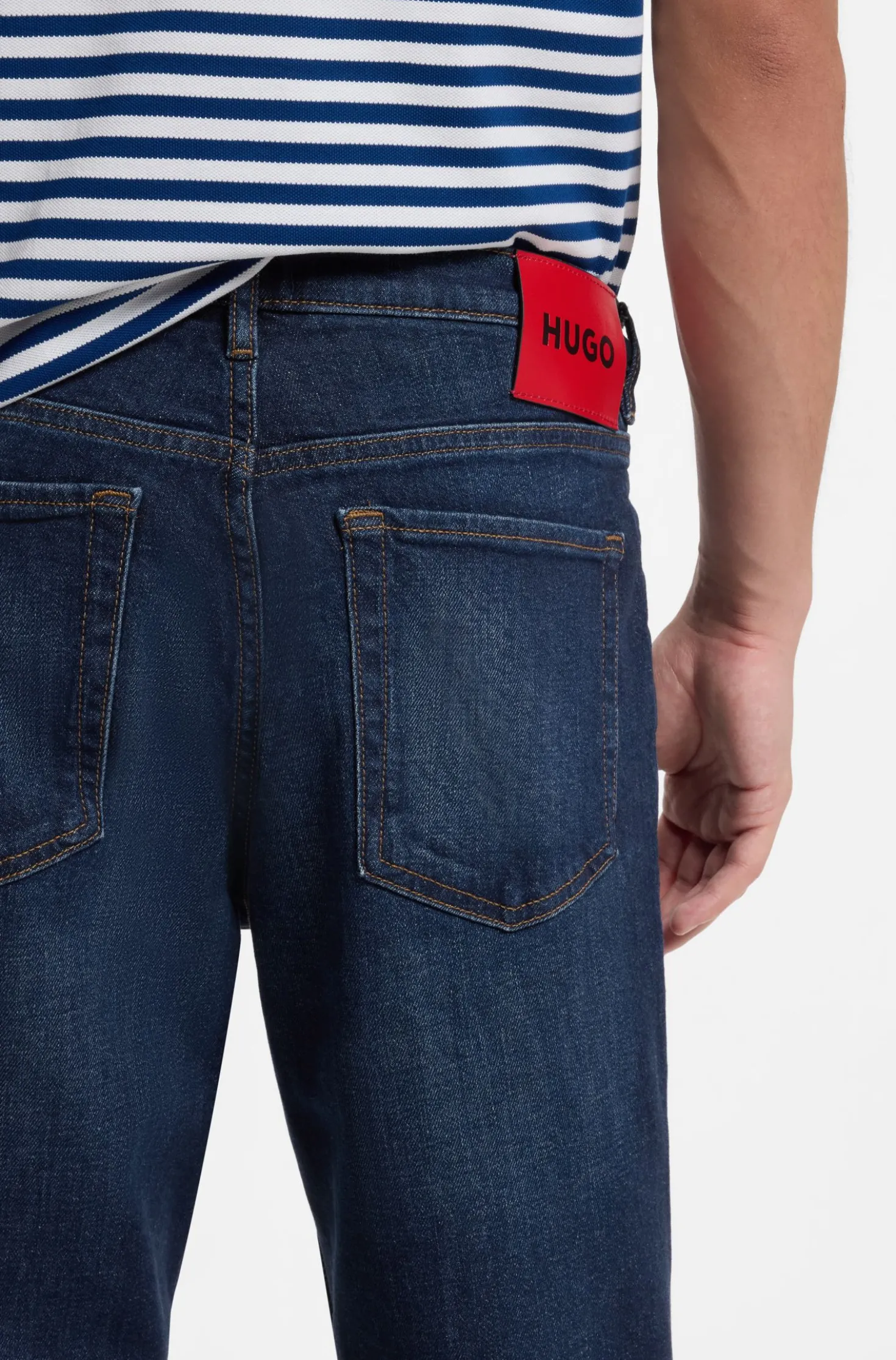 Tapered-fit jeans in dark-blue stretch denim