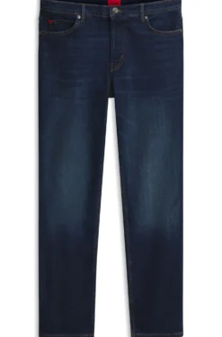 Tapered-fit jeans in dark-blue stretch denim