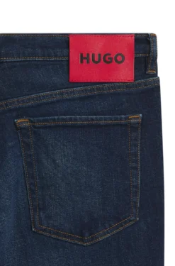 Tapered-fit jeans in dark-blue stretch denim