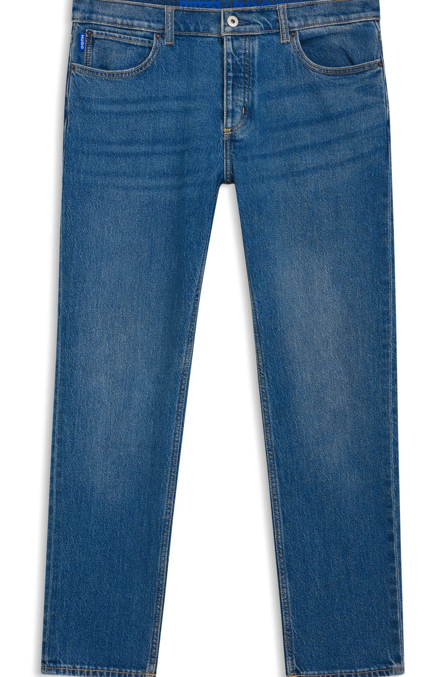 Tapered-fit jeans in mid-blue stretch denim