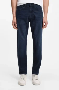 Tapered-fit jeans in pure-blue stretch denim
