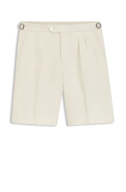 Tapered-fit shorts in linen with front pleats
