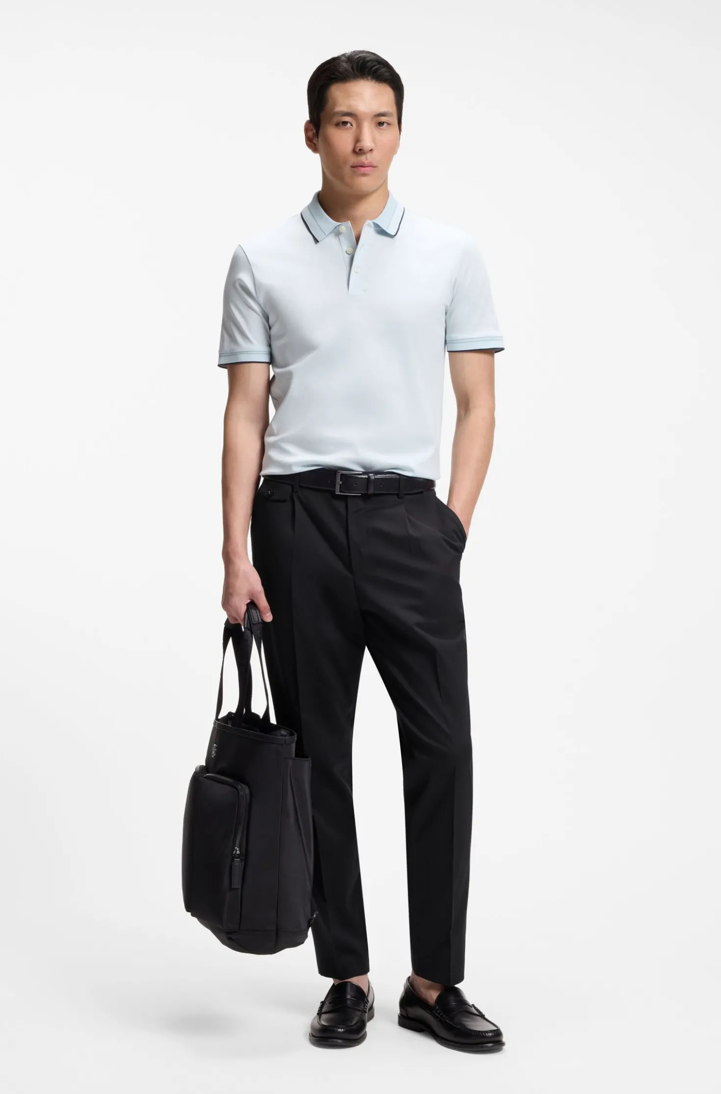 Tapered-fit trousers in a cotton blend