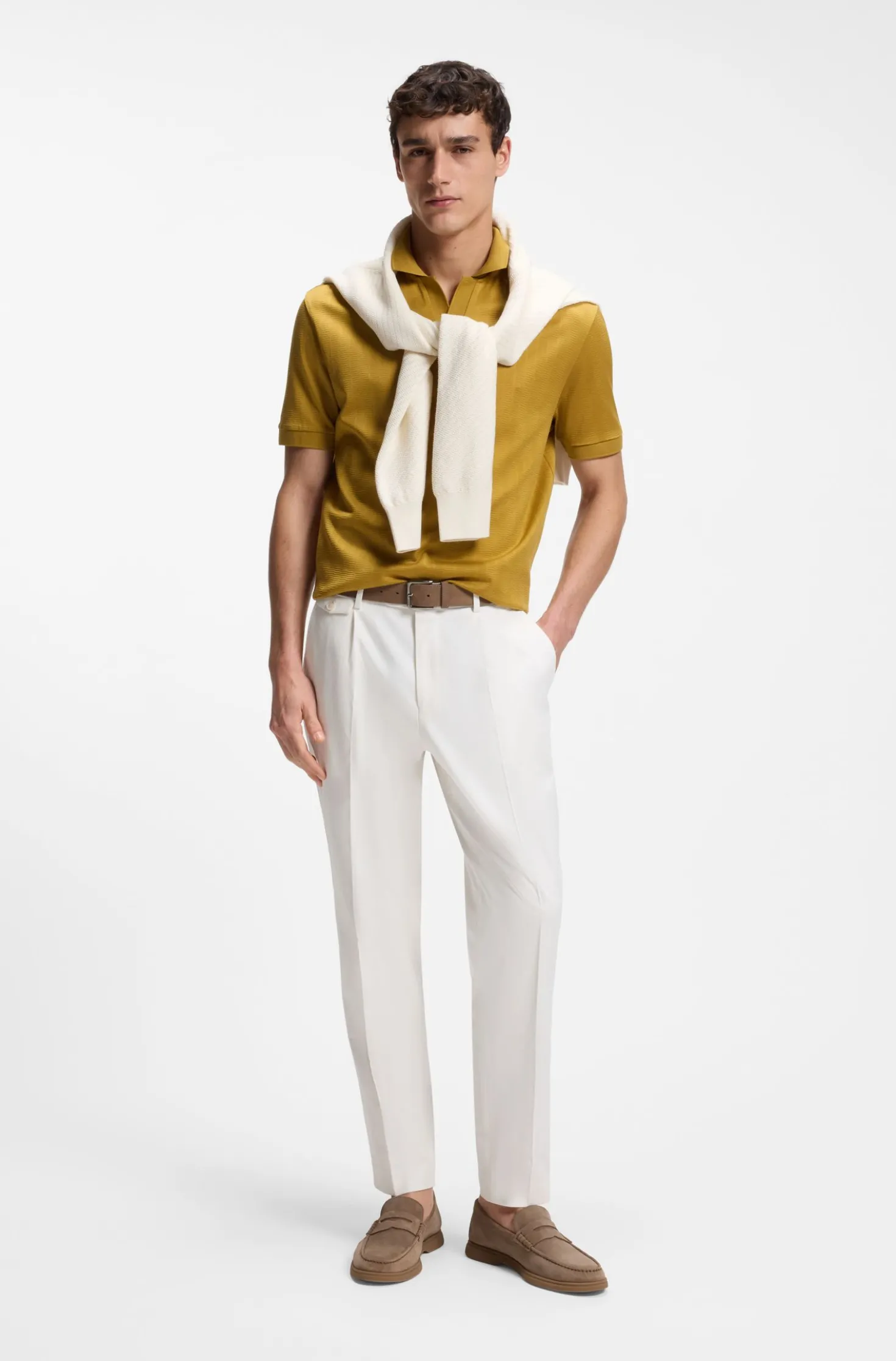Tapered-fit trousers in a cotton blend