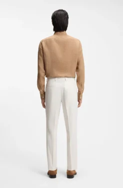 Tapered-fit trousers in easy-iron stretch-cotton poplin