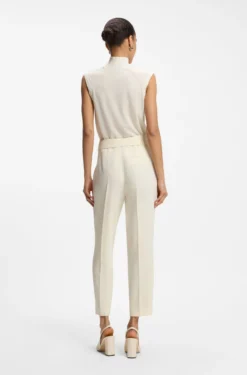 Tapered-fit trousers in Japanese crepe with belt