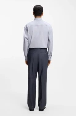 Tapered-fit trousers in micro-patterned virgin wool