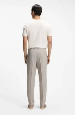 Tapered-fit trousers in micro-patterned virgin wool
