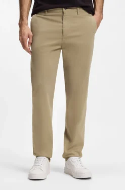 Tapered-fit trousers in stretch-cotton satin