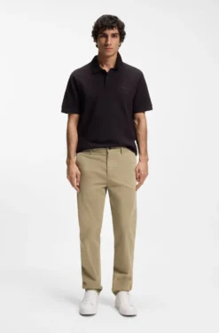 Tapered-fit trousers in stretch-cotton satin