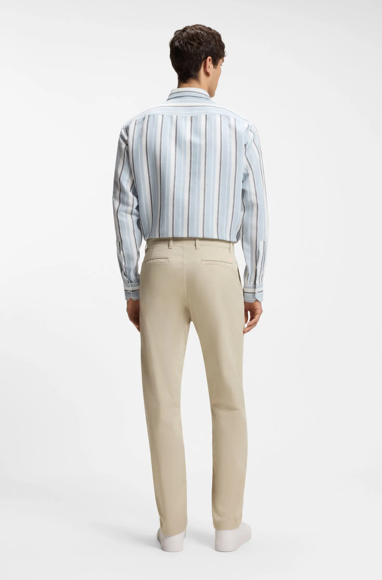 Tapered-fit trousers in stretch-cotton satin