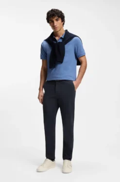 Tapered-fit trousers in stretch-cotton satin