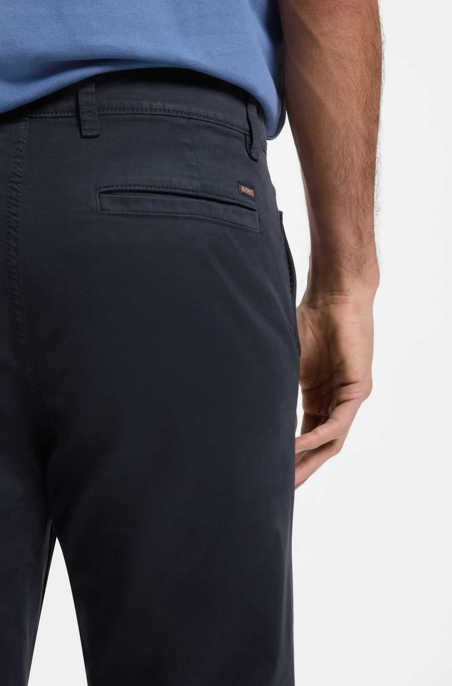 Tapered-fit trousers in stretch-cotton satin
