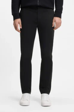 Tapered-fit trousers in stretch-cotton satin